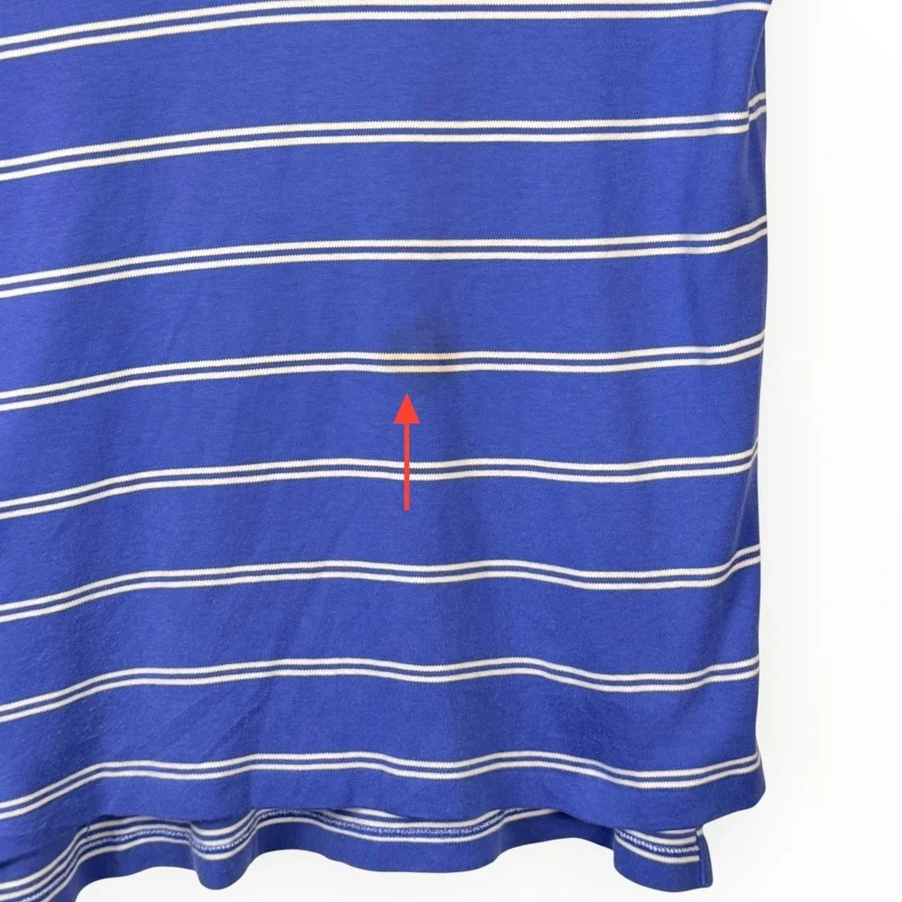 Polo‎ Ralph Lauren Polo Shirt Mens Medium Blue White Striped Jersey Cotton Golf